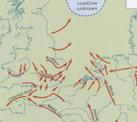 The coastline approximately 800,000 years ago. From 'London The Illustrated History', by Ross and Clark