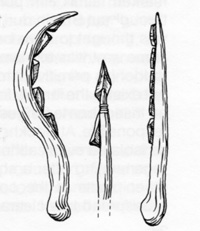 Microtools found at Wangford in reconstructions of how they might have been used. From Hunters to First Farmers by Bruce Robinson.