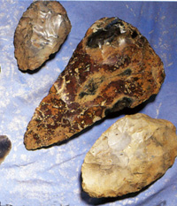 Paleolithic Hand axes from Moyse's Hall collection. Now located at West Stow Visitor Centre.