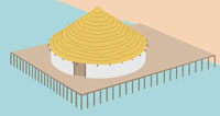 Possible reconstruction of the platformed dwellings at Must Farm. Picture from BBC website.