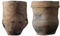 Fine beaker pottery from Trumpington Meadows double beaker burial c2000 BC. Picture by Dave Webb, Cambridge Archaeological Unit.