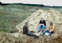 The Warren Hill dig in 2002. Jim Rose, Jon Lee and Phil Gibbard - photo by Chris Rolfe. Cambridge Quaternary Paleoenvironments Group.