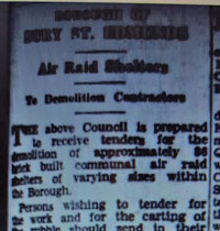 Tenders for shelter demolition - advert from Bury Free Press