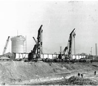 Steel beam to form railway bridge over the new bypass. Picture February 1973, supplied by G Brown