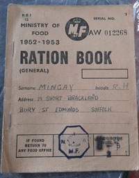 Ration Book for 1952-1953. Picture from Facebook Old Bury St Edmunds