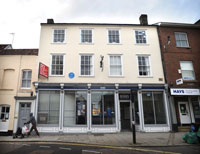 Sybil Andrews birthplace with blue plaque. Picture by Martyn Taylor for Bury Society.