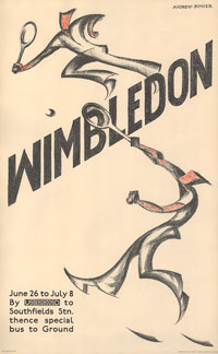 Wimbledon poster by Sybil Andrews. Uses signature Andrew Power 1933