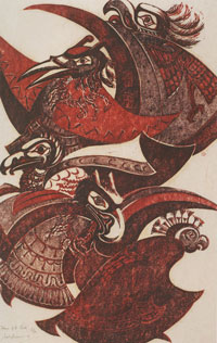 Sybil Andrews Dance of the Birds 1975. Picture from Hana Leaper Catalogue