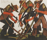 Sybil Andrews Mowers of 1937. Picture from Hana Leaper's Catalogue.