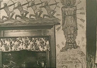 Mural painting of St Edmund's martyrdom at Tyrrells c1932. Picture supplied by Andrews family descendants.