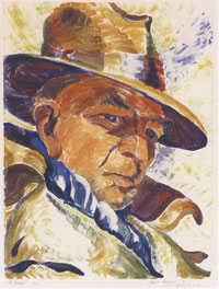 The Artist by Sybil Andrews. A monotype portrait of Cyril Power c1933. Picture from CP Linocuts Complete Catalogue by P Vann