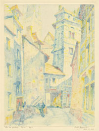 Rue de Hallage, Rouen 1925 by Sybil Andrews. Picture from Hana Leaper's Catalogue