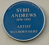 Sybil Andrews Blue Plaque. Picture by Martyn Taylor for Bury Society.