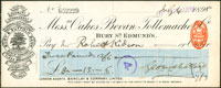 Oakes, Bevan and Tollemache Bank cheque dated 1898. Picture from British banking history society
