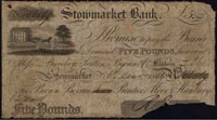 Five pound note 1826 Stowmarket Bank of Brown, Bevan and co. partnership.