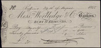 A Worlledge Bank cheque dated 1855. Picture from British banking history society
