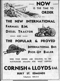 Cornish and Lloyds advertising BFP 1953.