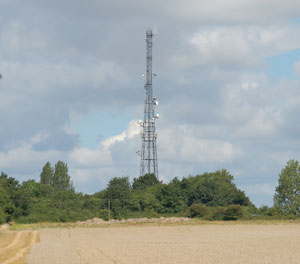 Depden phone mast seen in 2008 from Gatesbury's farm.