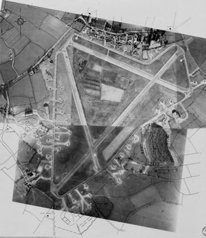 RAF Chedburgh aerial view in 1945. Picture from No 218 (Gold Coast) Squadron website.