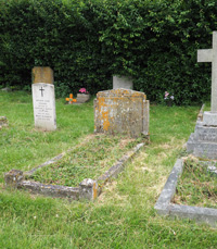 Walton Burrell's grave seen in 2019. Fornham St Martion churchyard number 451