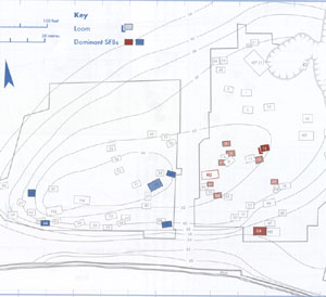 Stanley West's plan of the family groups at West Stow from 450/480 to 500/520.
