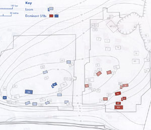 Stanley West's plan of the family groups at West Stow from 500/520 to 550/600.